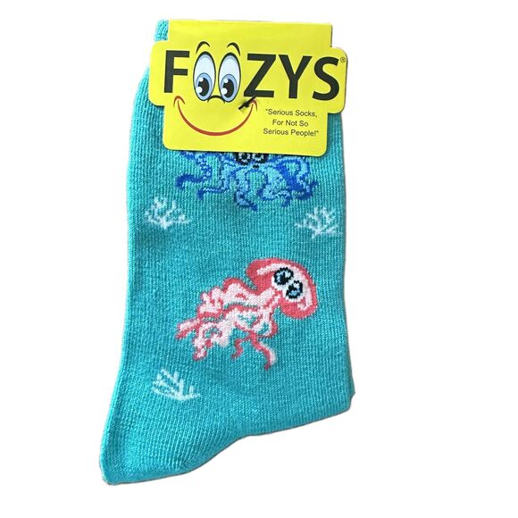 NWT Foozys Aqua Ocean Octopus Patterned Novelty Women's One Size - Picture 1 of 3